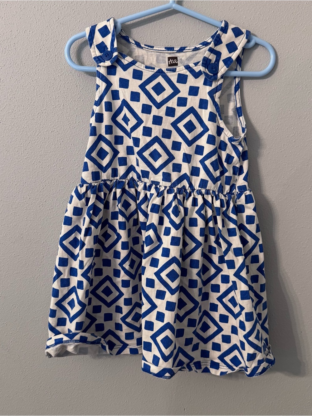 Tea Collection Girls' Blue Geo Print Sundress size 4 Blue White